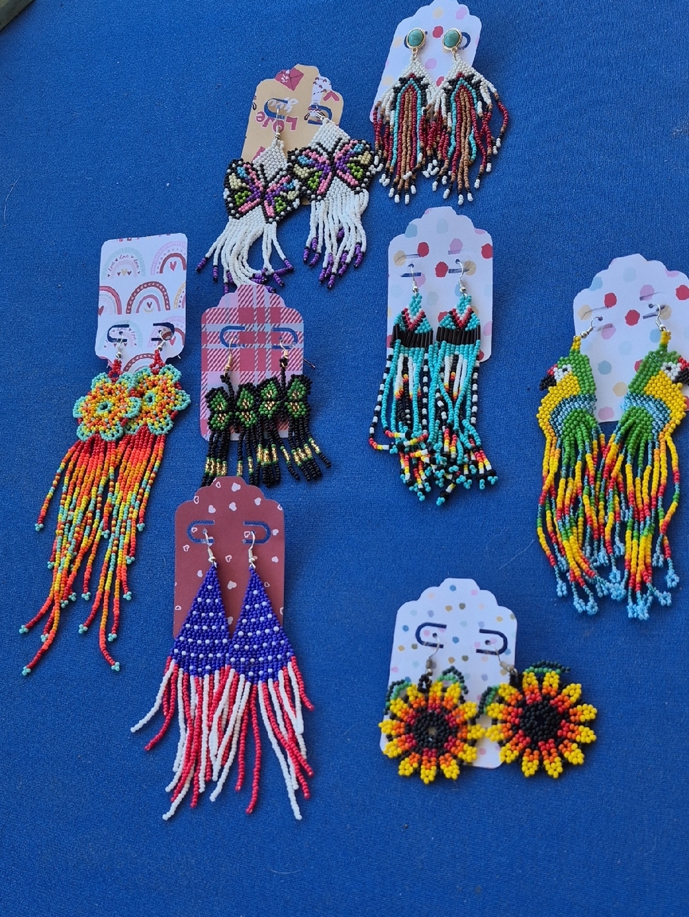 CHOOSE: HUICHOL Glass Seed Bead dangle earrings 🕊 Beautiful Handmade BOHO 🌿PGD